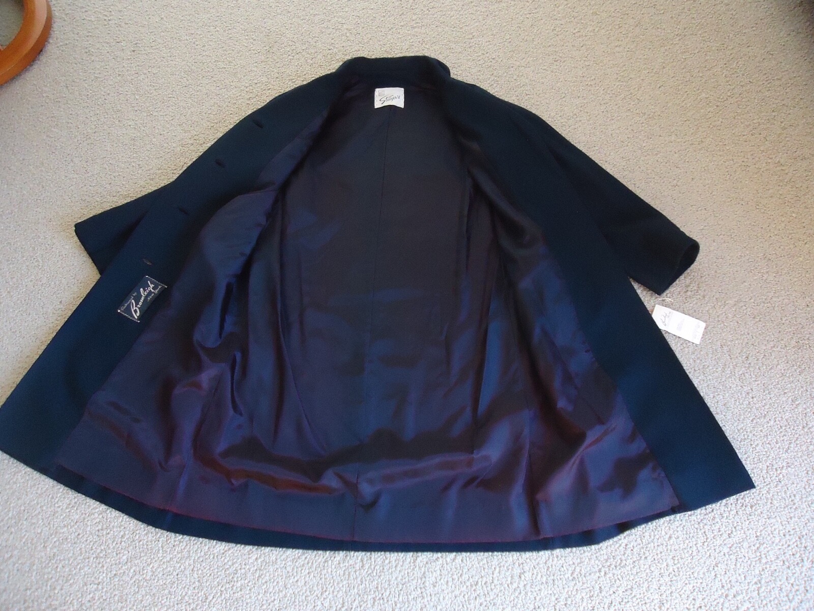 VTG COAT Fashioned by BROMLEIGH New York NEW NOS Navy Wool Lightweight sz16 USA