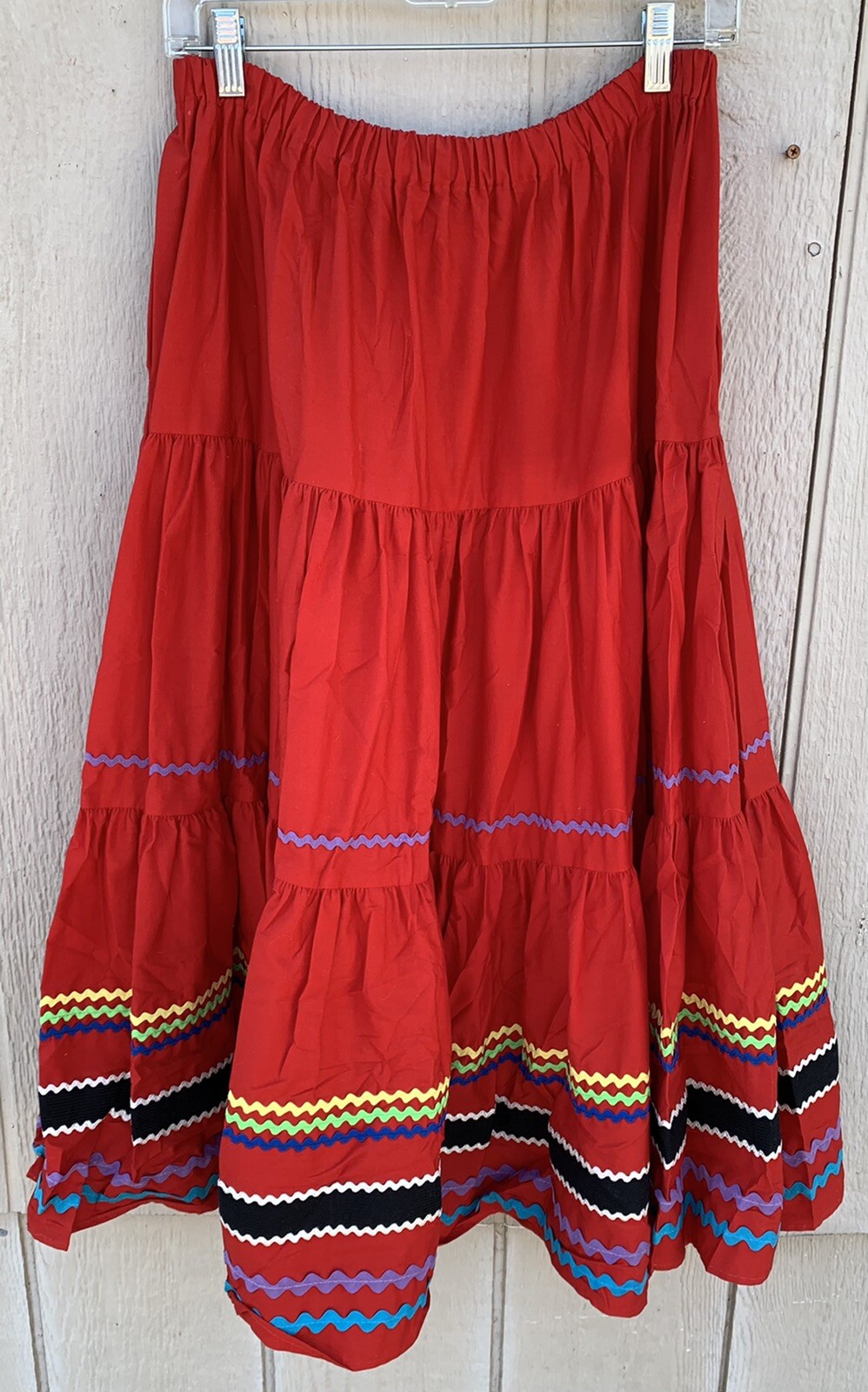 vintage peasant skirt red multicolor ric rac i magnin Sottana by David Lobman 4