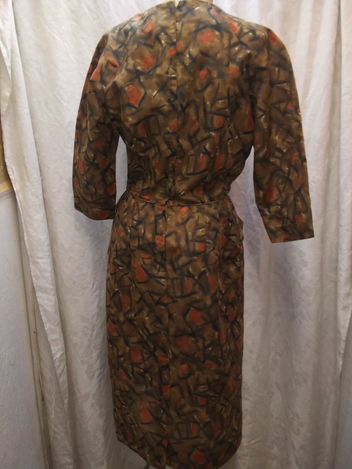 Vintage 1960’s Black Brown Orange Cotton Dress by Jeanne Durrell M/L
