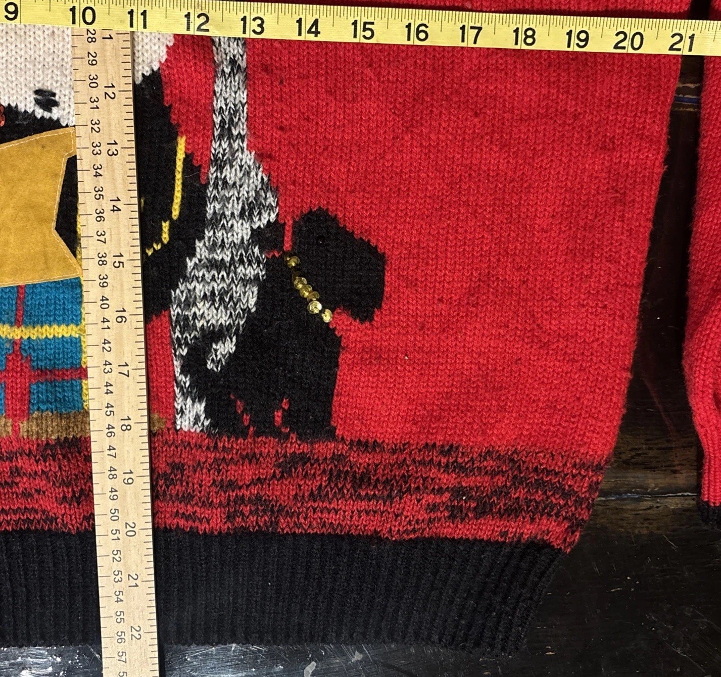 Vintage Novelty Knit Rabbit Dog Sweater Red | Youth XL / Adult XS | Cut Tag