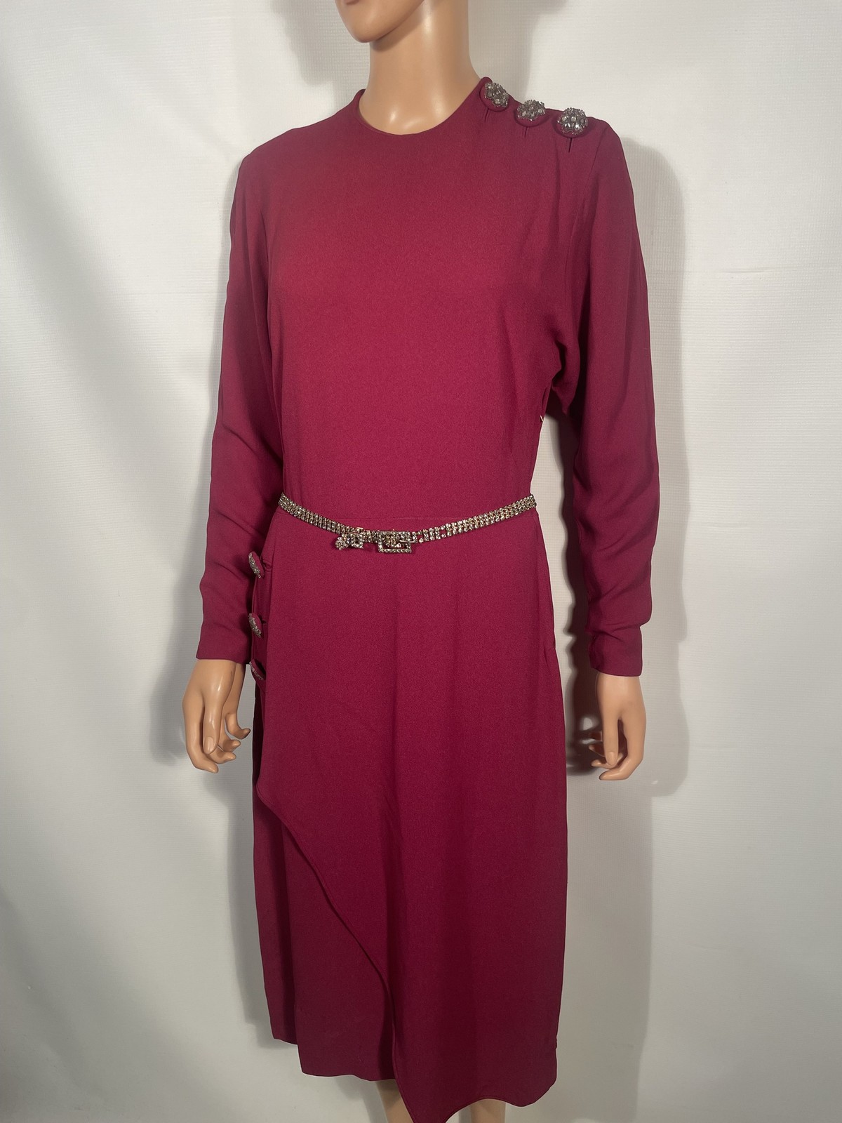 Vintage 1940’s Burgundy Rayon Crepe Dress Size S/M