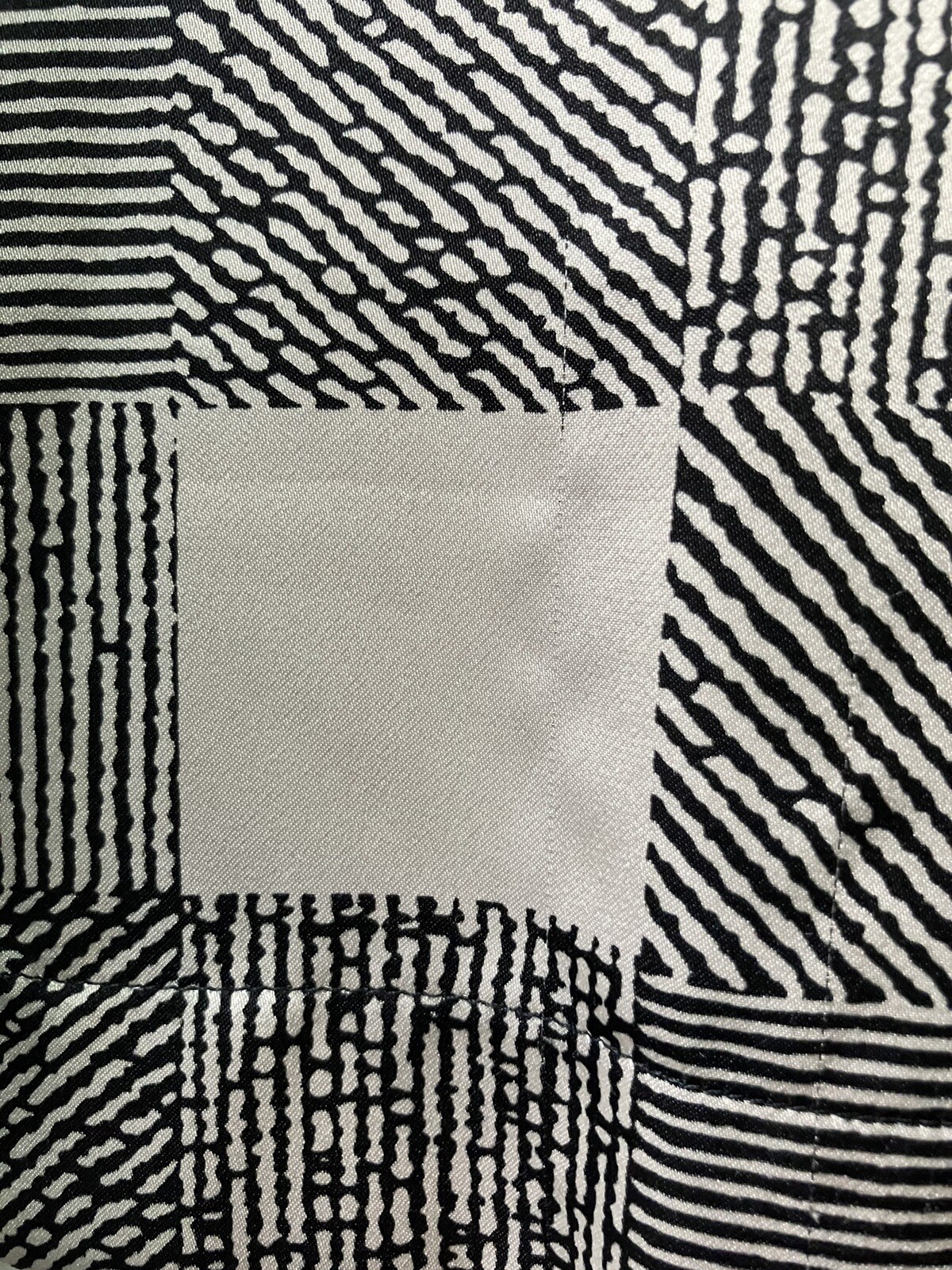 Vintage 80s Kasper Black & White Geometric Print Shift Dress Button Detail Large