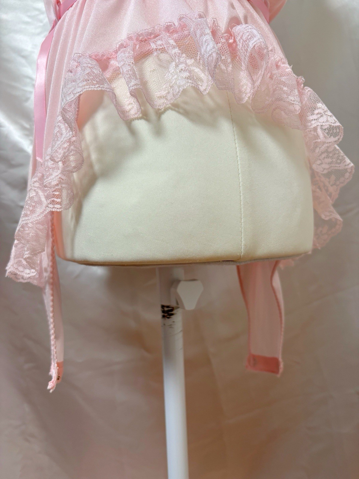 Vintage 1970s Lace Lingerie Teddy Nightgown Romper Bodysuit USA Pink Kawaii