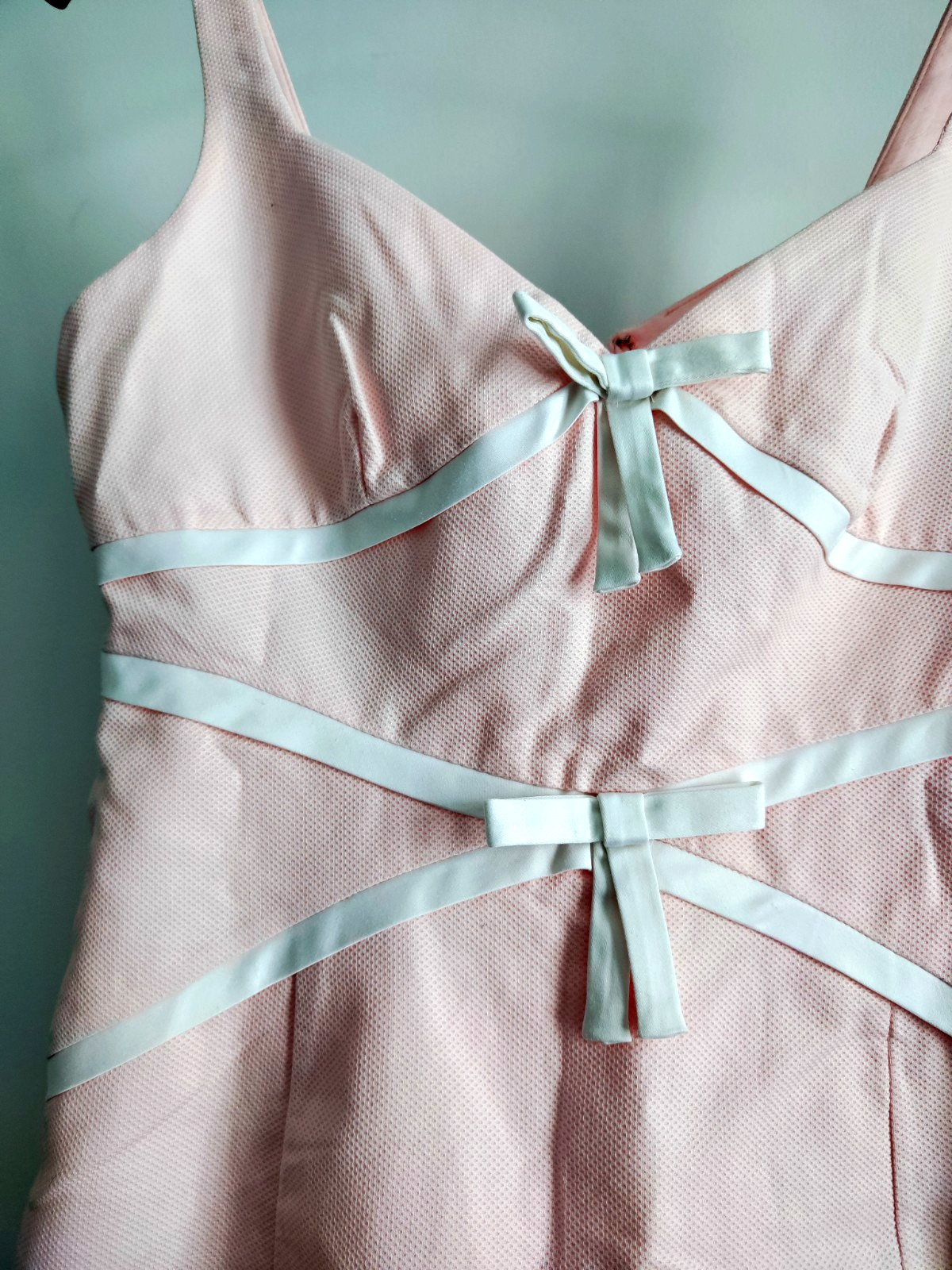 Y2K Laundry Shelli Segal 2000s Pink Cotton Corset Dress 8 USA NWOT