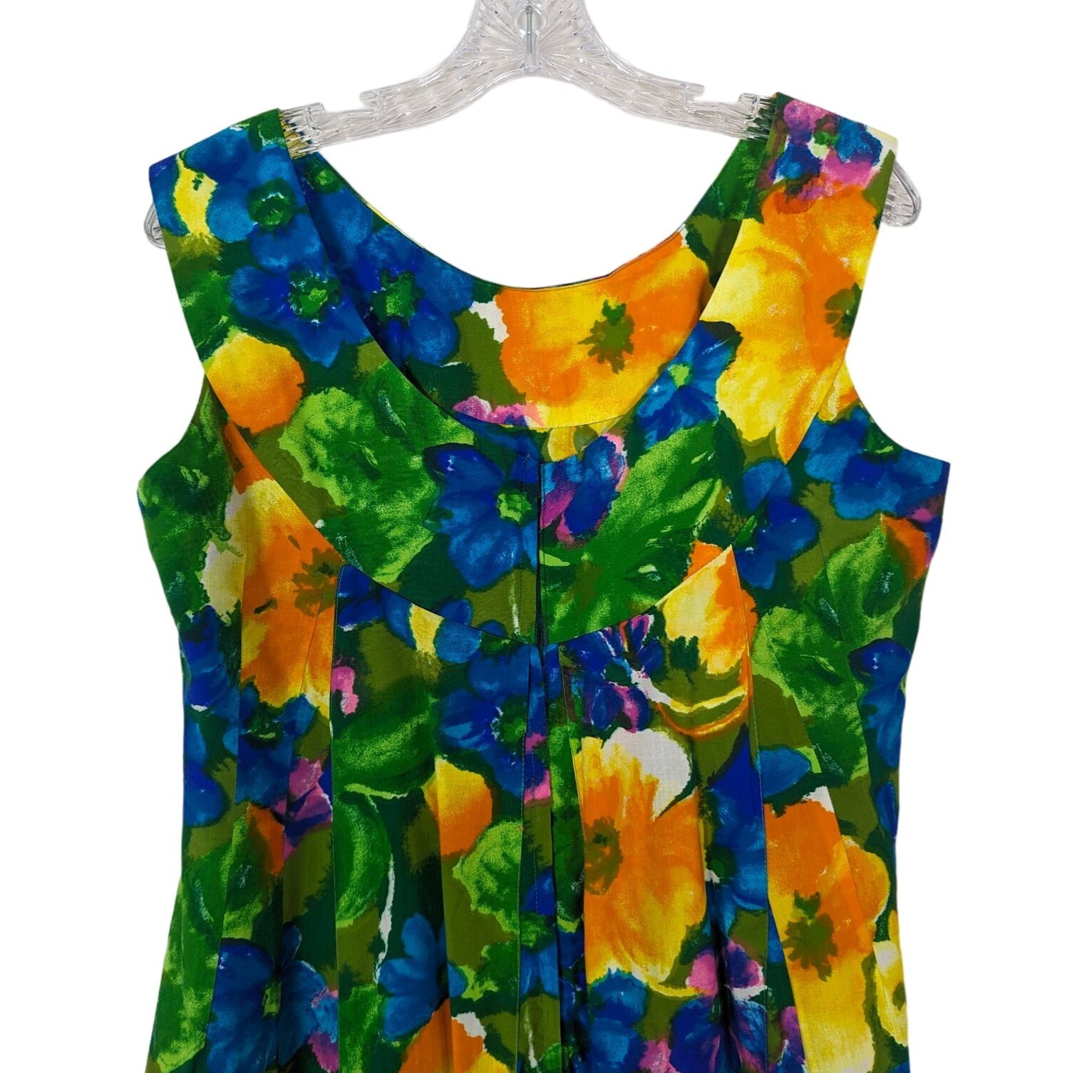 THE HOUSE of MUUMUUS sleeveless A-line Hawaiian colorful Floral Vintage dress L