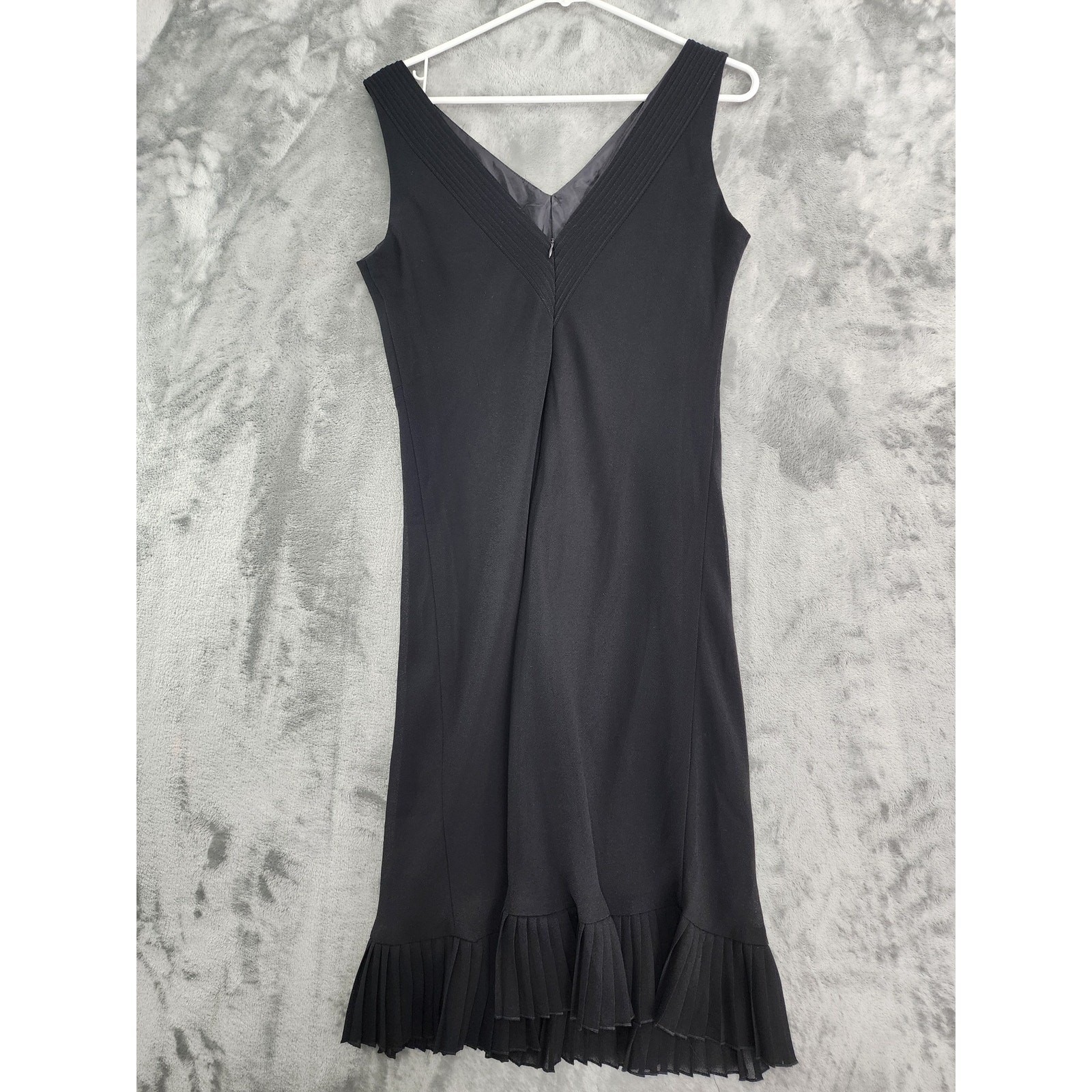 Vintage Citi Clothing Dress Womens S Black Sleeveless V-Neck Pleated Ruffled