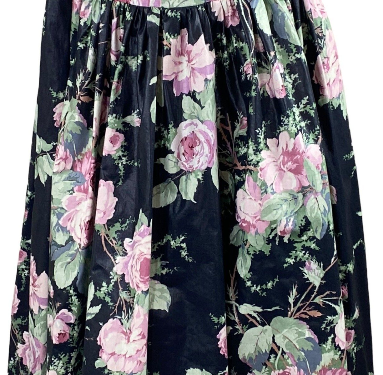 VTG 1980s s.g.gilbert Black Floral Chintz Dress Tulle Underskirt Tea Length Prom