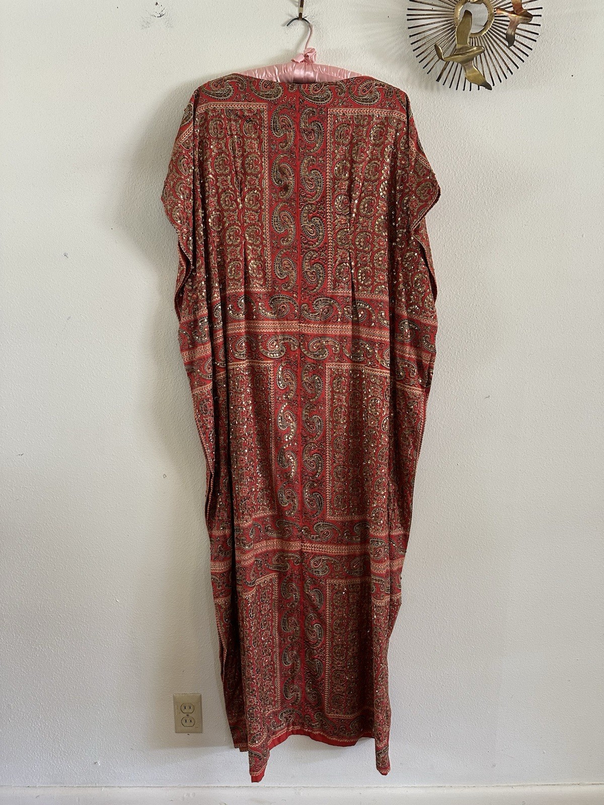 1960s Tipicano Sequined Caftan Hostess Dress Maxi Tunic Resort Sparkle 70s VTG