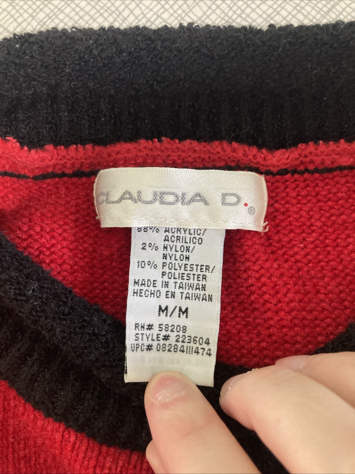 Vintage Claudia D Red Fair Isle Sweater Medium Nordic Knit 90s Ski Pullover GUC