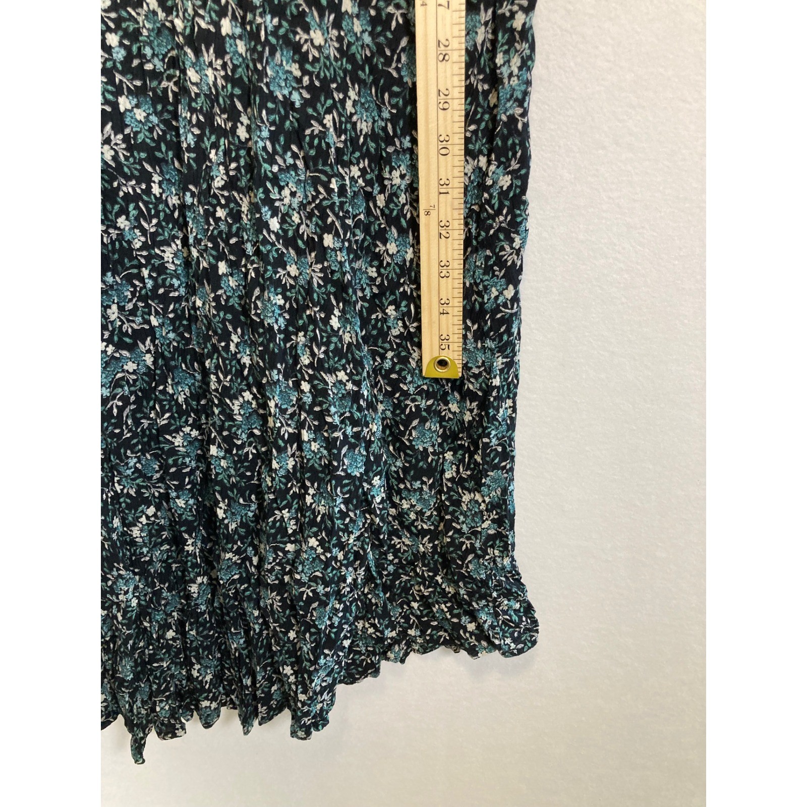 90s Cottagecore Rabbit Rabbit Rabbit Designs 12M Black Teal Floral Midi Dress
