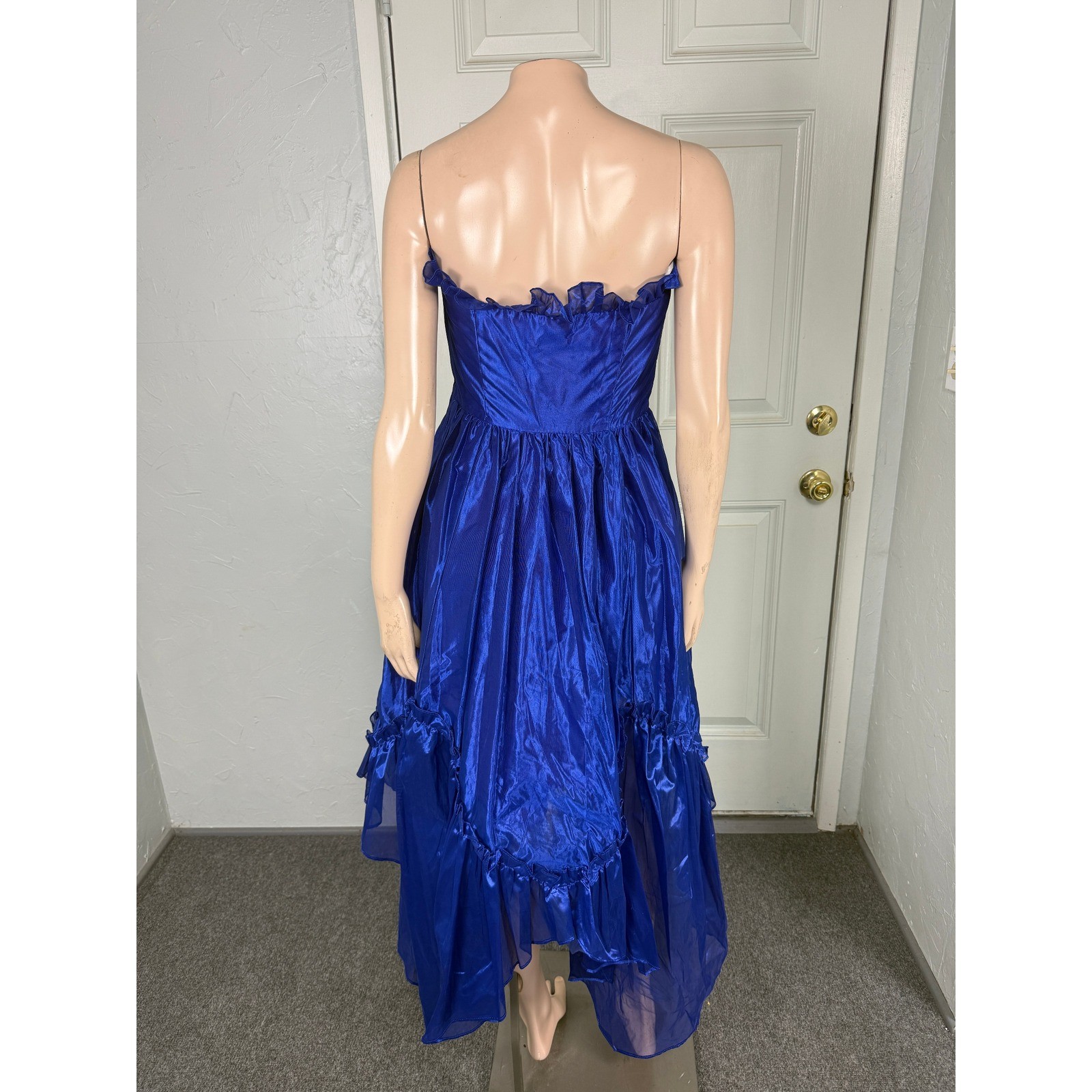 Vintage 80s Moments Prom Dress Formal Evening 7 Party Strapless Ruffle Fairy HH8