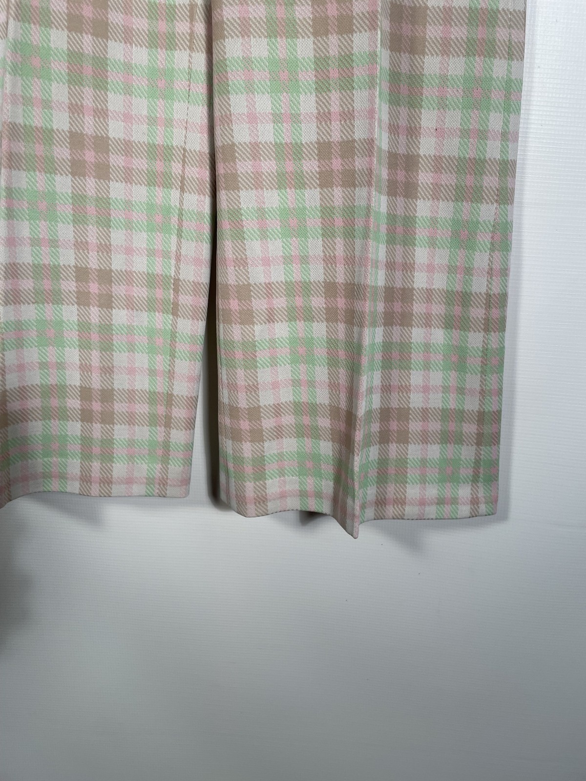 Vintage 1970s Plaid High Waist Wide Leg Polyester Pants Size S