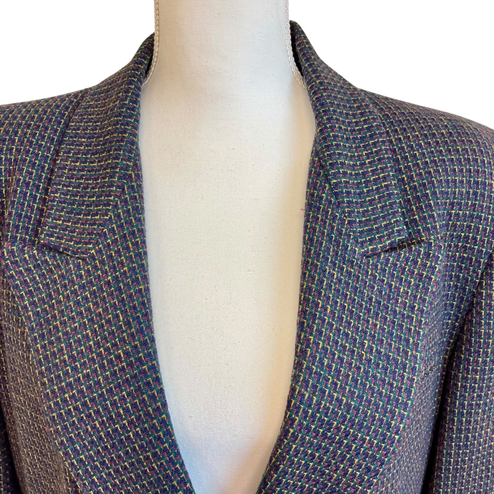 Vintage KENNETH GORDON Wool Blazer Double Breasted Plaid Sz 12 Academia Preppy