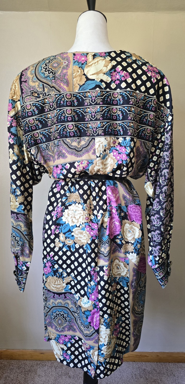 Vintage 70s Lorac Original Lady Carol ILGWU USA Paisley Rayon Dress 14.5