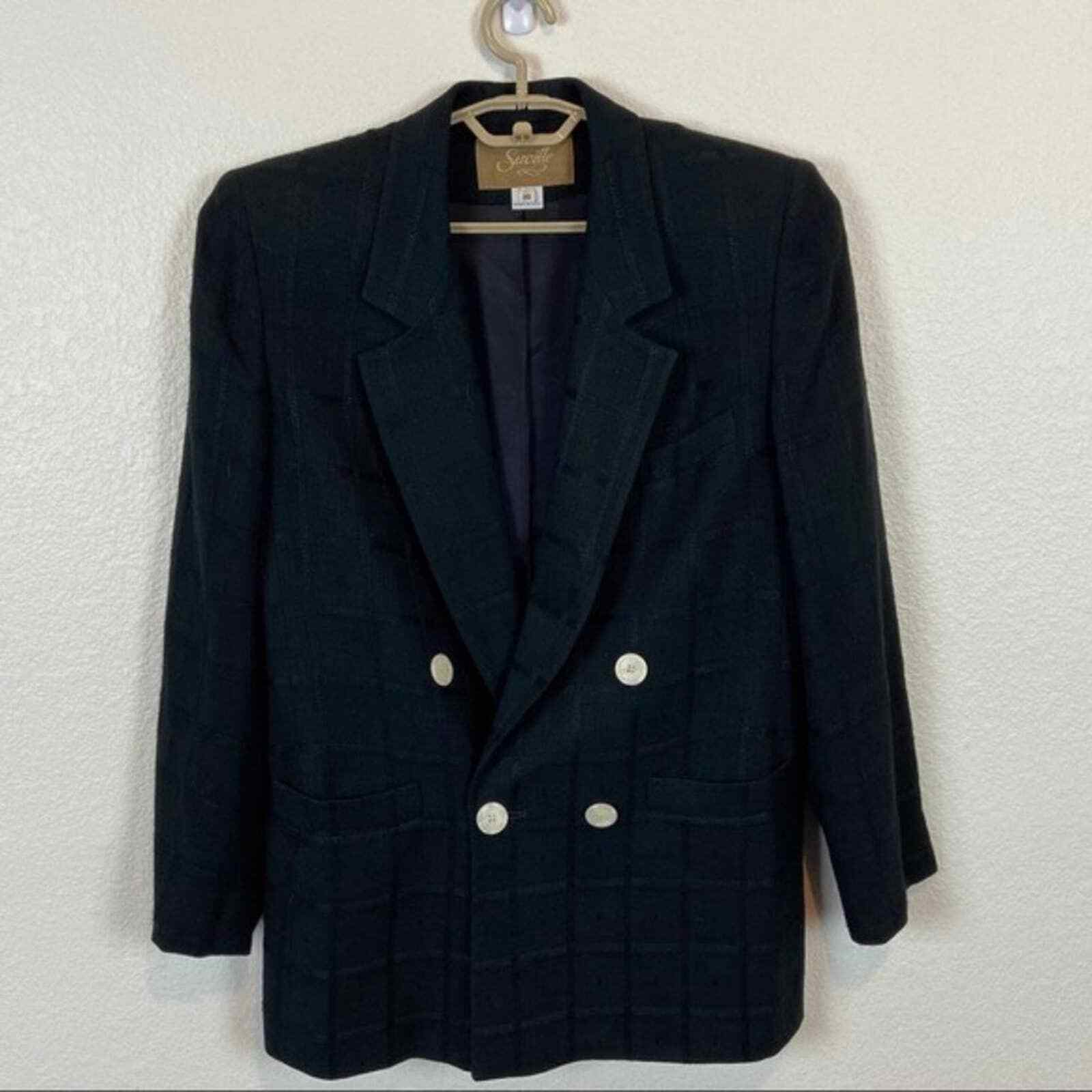 Saville Blazer Jacket Women’s Size 10 Vintage Black Notch Double Breasted