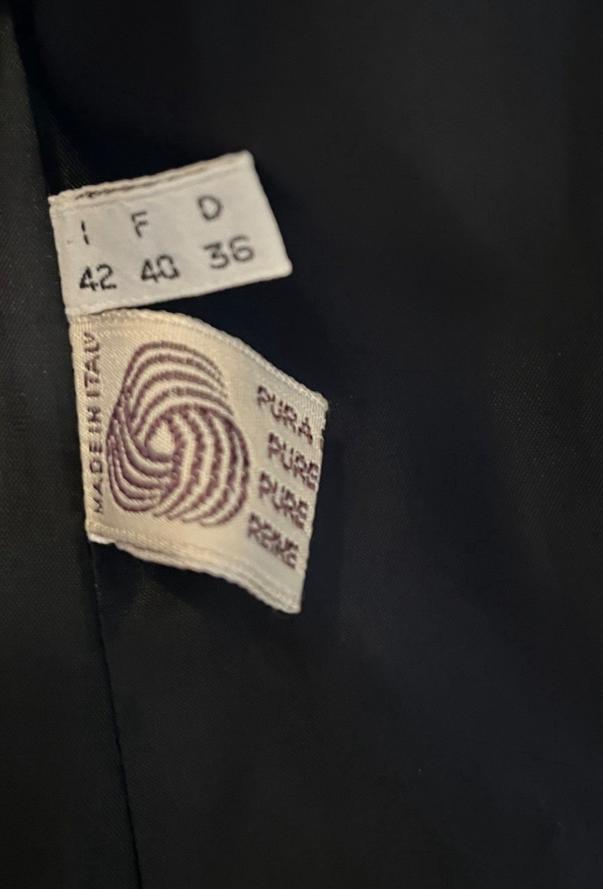 Vintage GENNY Black Wool Jacket With Gold Buttons, Signed, Italian Size 42