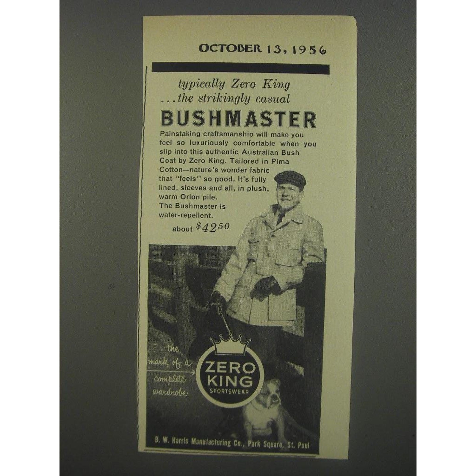 Vintage RARE 1950s Zero King Bushmaster Lined Cotton Hunting Jacket Coat