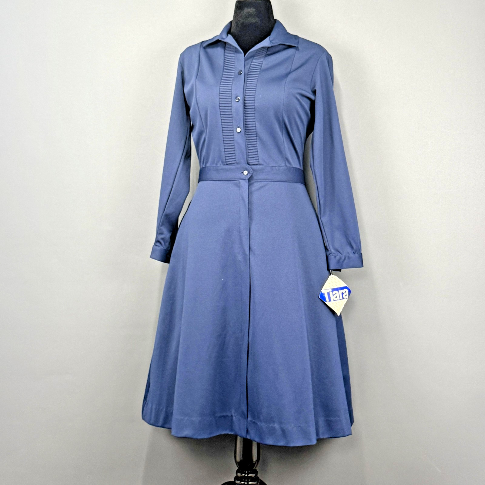 Vintage Tiara Dress Womens 16 Long Sleeve A Line Shirt Uniform 70s Polyester
