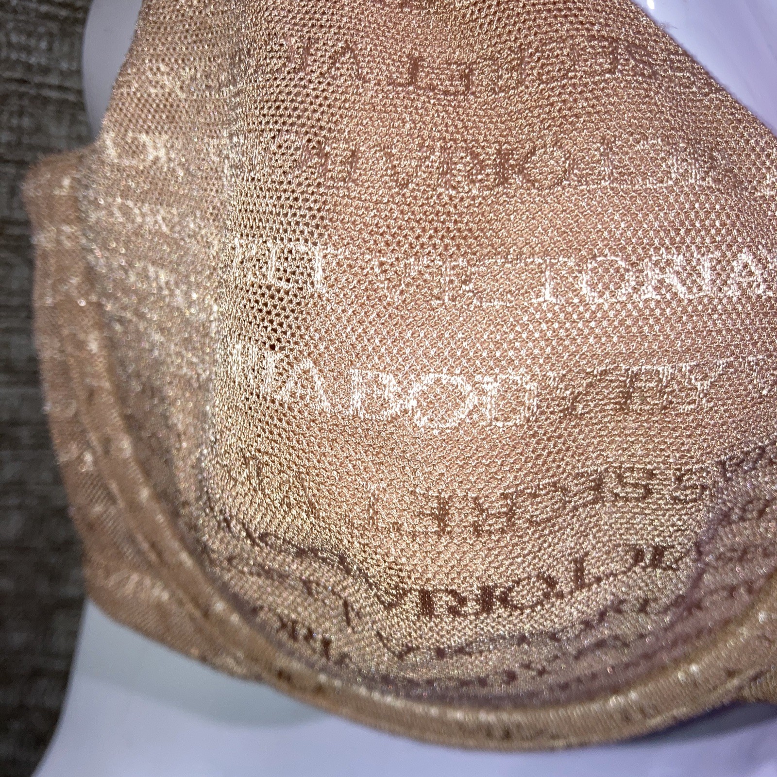Vintage Victoria’s Secret Logo Signature Bra 34D Unlined Full Coverage Nude Rare