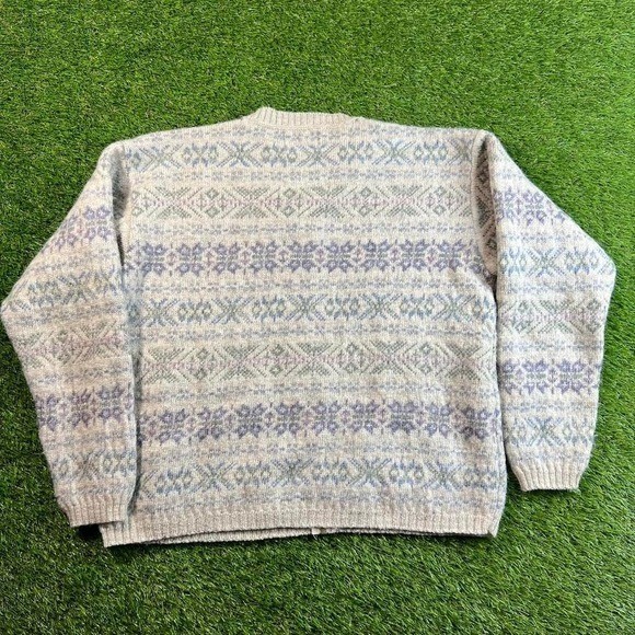 Vintage Alps Wool Cardigan Sweater Womens L Nordic Fair Isle Boho Cottage Core