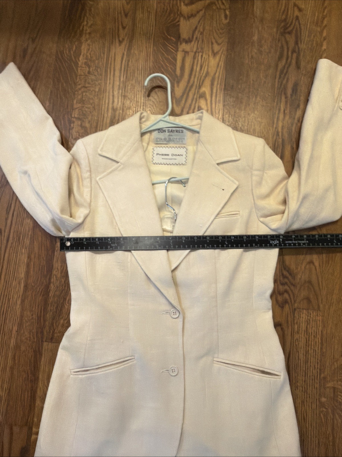 VTG Don Sayres 100% Silk High-Waisted Wide-Leg Tailored Pant Suit Sz 12 Tall