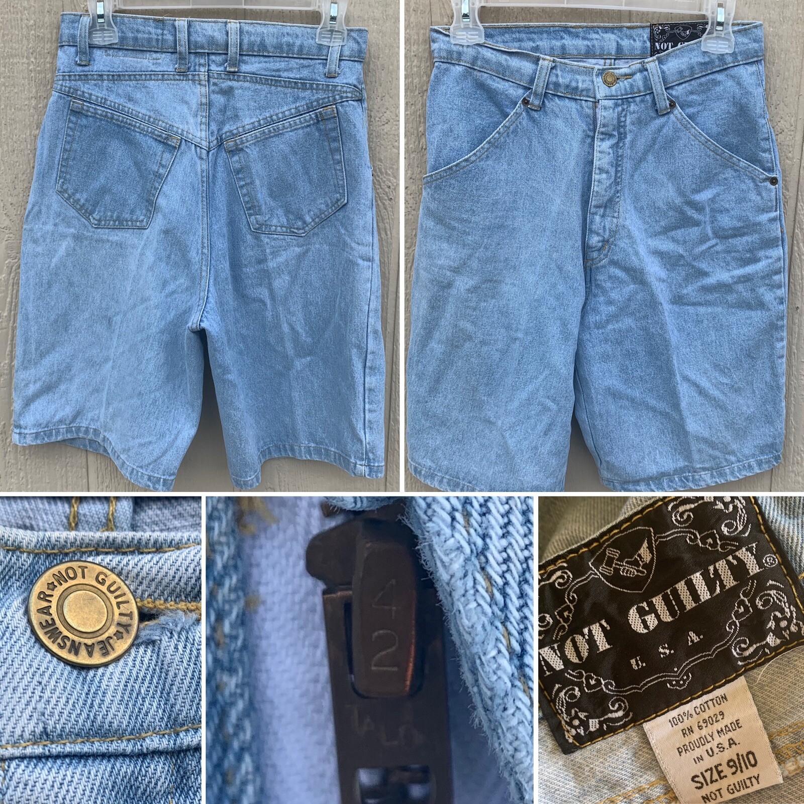 Not Guilty USA High Waist Denim Shorts 9/10 28 In Waist Talon 42 Zipper Jorts