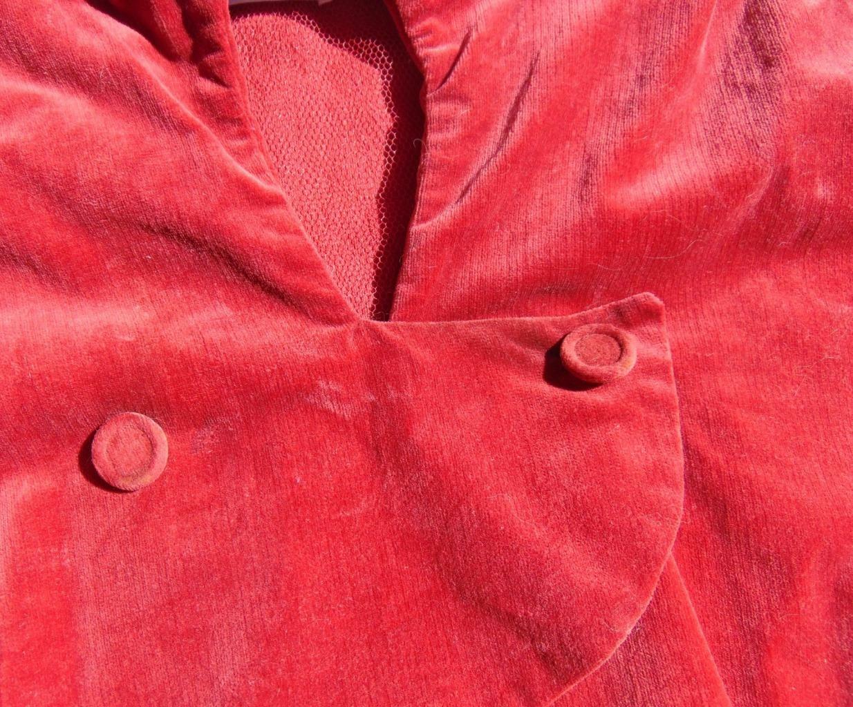 VTG 30S RED VELOUR CAPLET SMALL SIZE