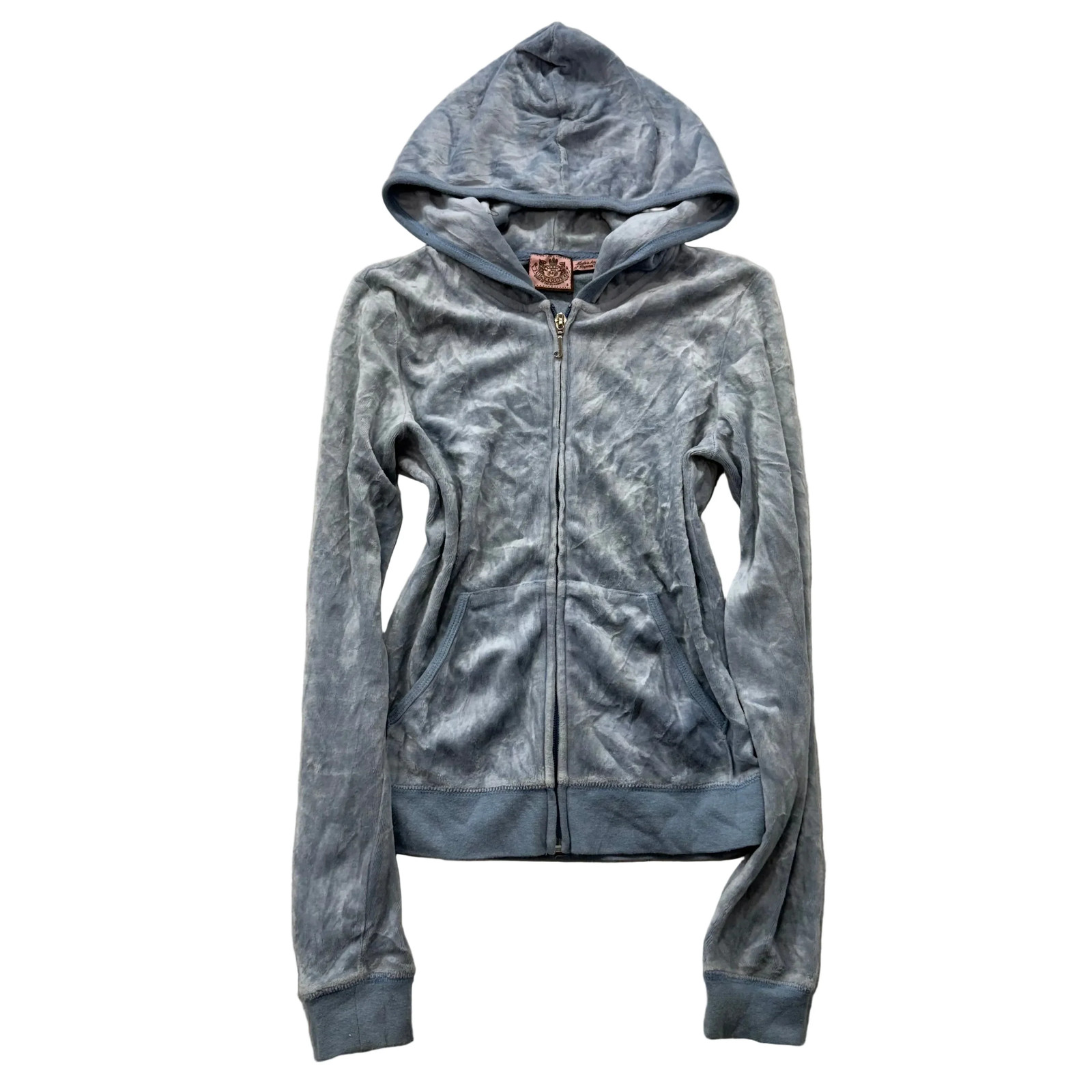 Vintage Juicy Couture Women’s Heather Blue Velour Full Zip Hoodie Preppy Size S