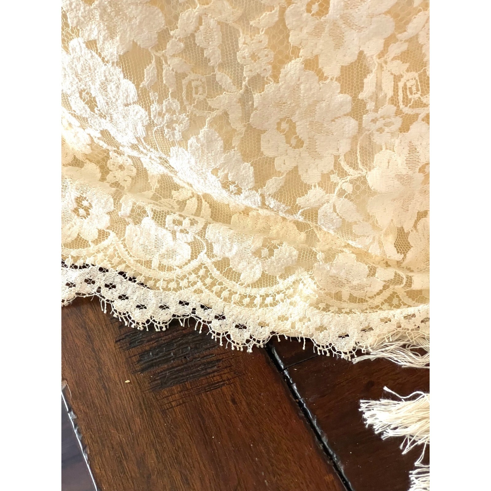 Lace Over Satin Wedding Dress Vintage Homemade Fitted Point Sleeves