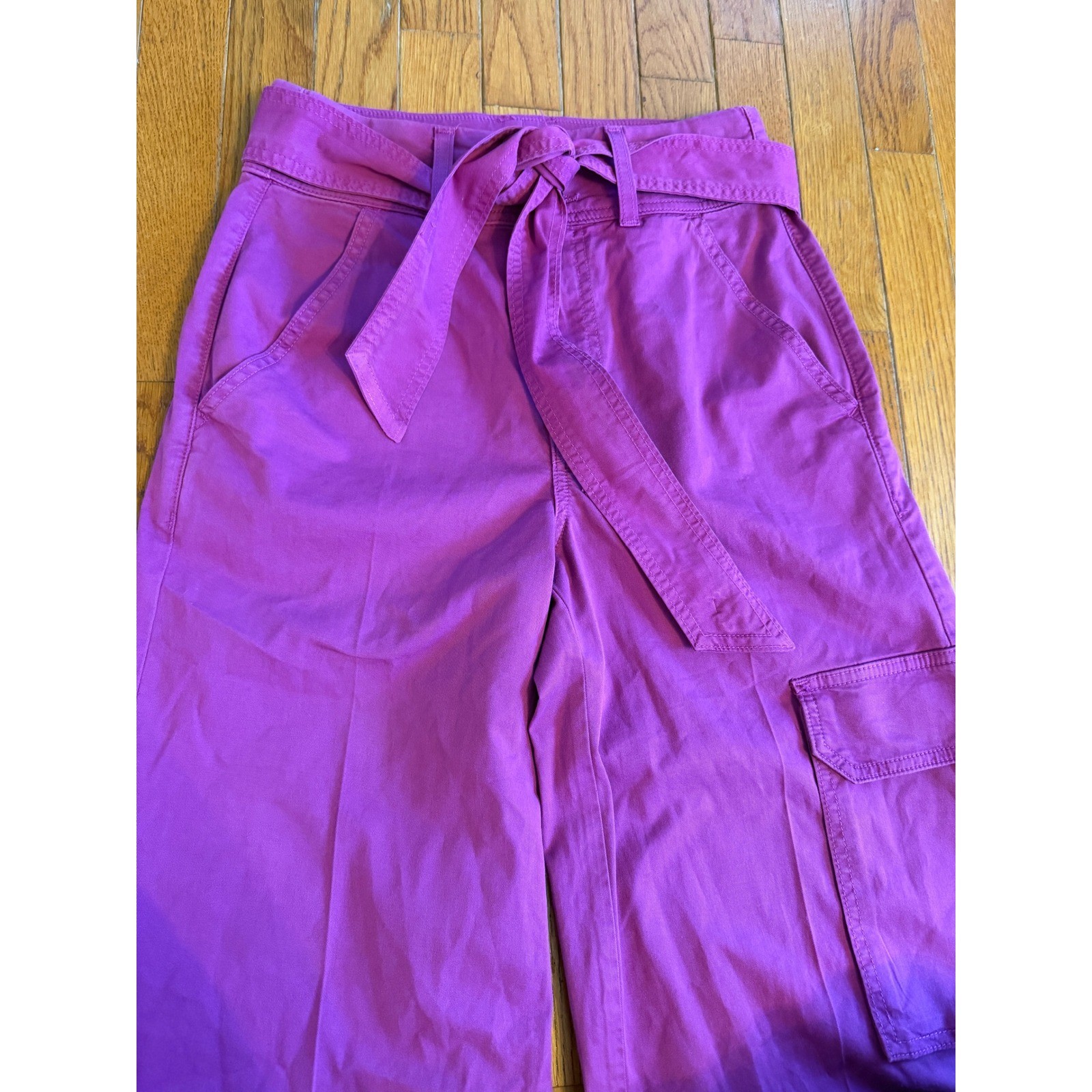 Veronica Beard Jeans Belisa Wide Leg High Rise Cargo Pants Magenta Size 26