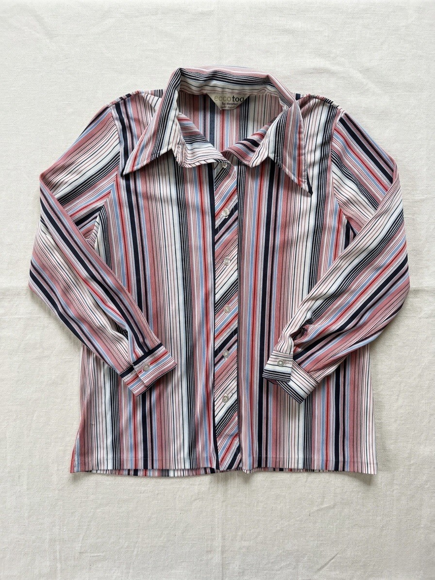 Vintage 70s Eccotoo by Eccobay Striped Disco Shirt | Made in USA