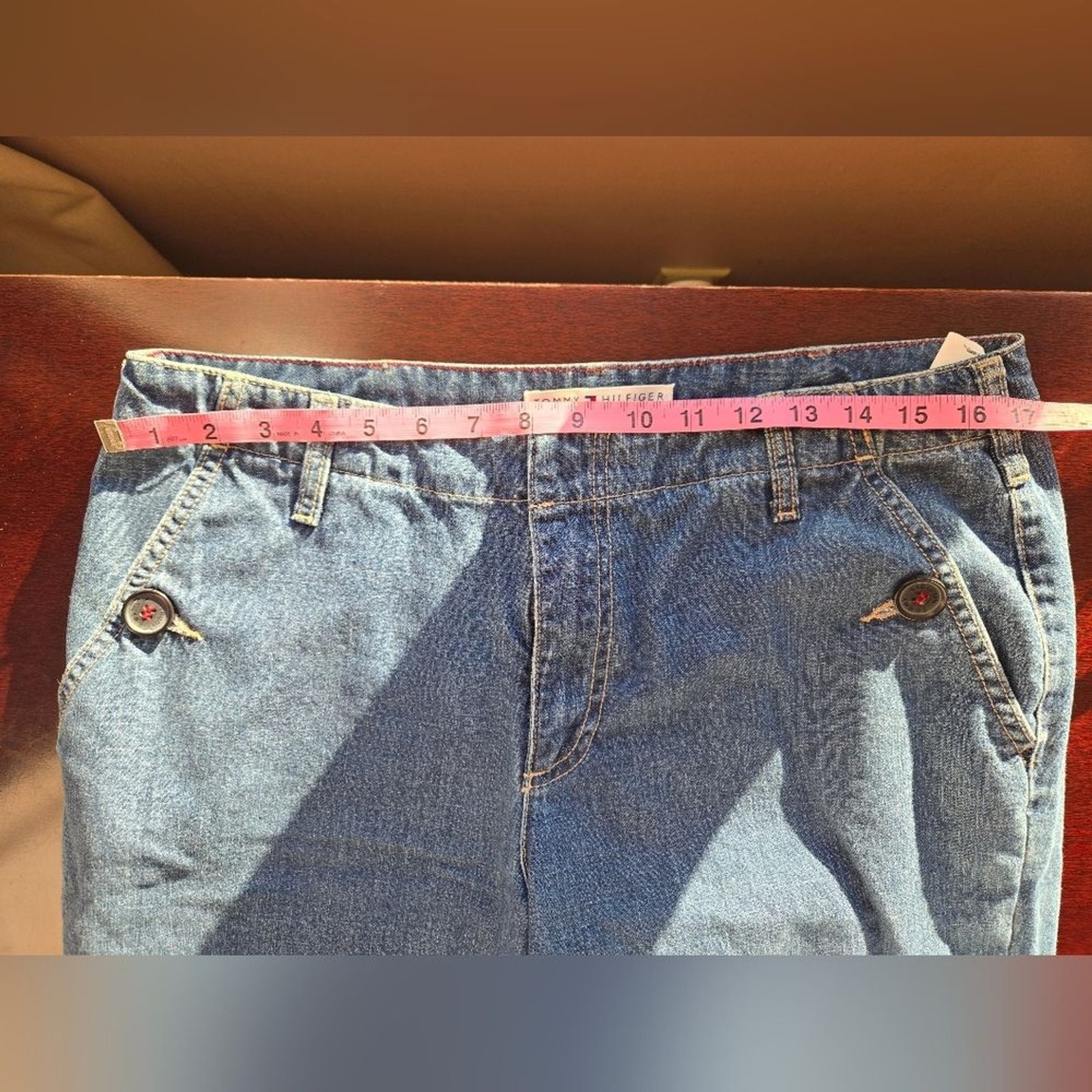 VTG Tommy Hilfiger Y2K High Rise Straight Leg Jeans Side Zip Ankle Size 12