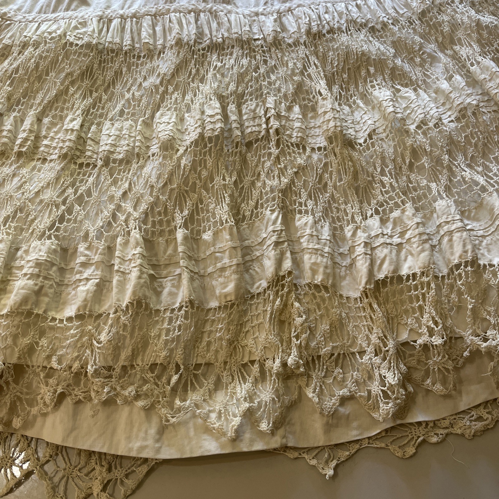 Antique Split Drawers W20” L 25” & Slip W26” L36” Lace Pintucks Pleats Read