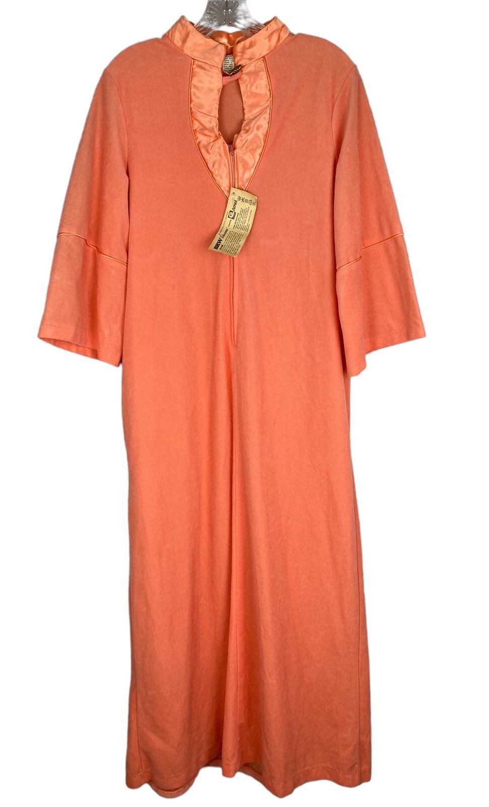 Vintage Old Stock New BRW Velour Orange Robe Nightgown Housecoat Medium 12 14