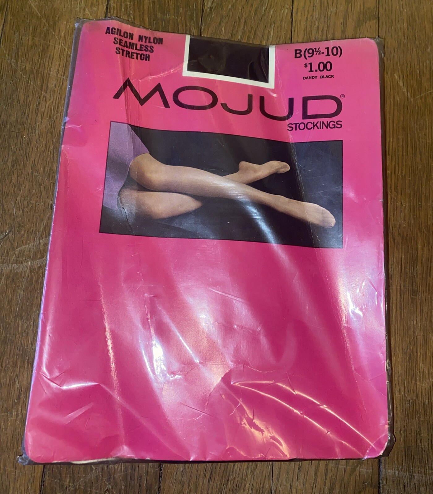 Vintage Mojud Dandy Black Agilon Nylon Pantyhose Size B 9.5-10