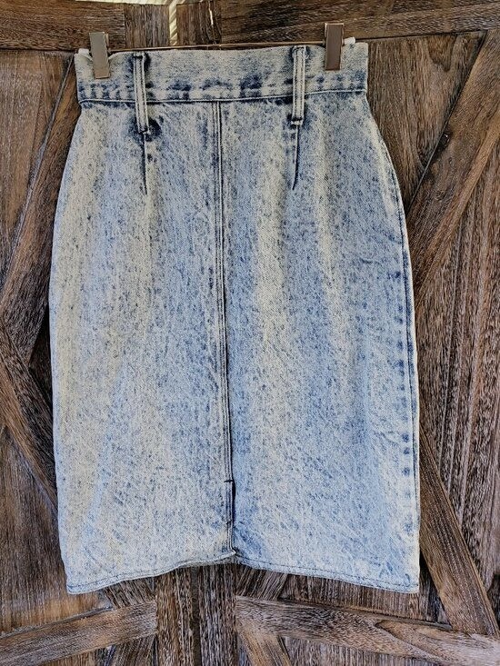 Vtg 80s Rumble Seats Jean Skirt XS Waist 24 Stonewashed Blue Made In USA Grunge