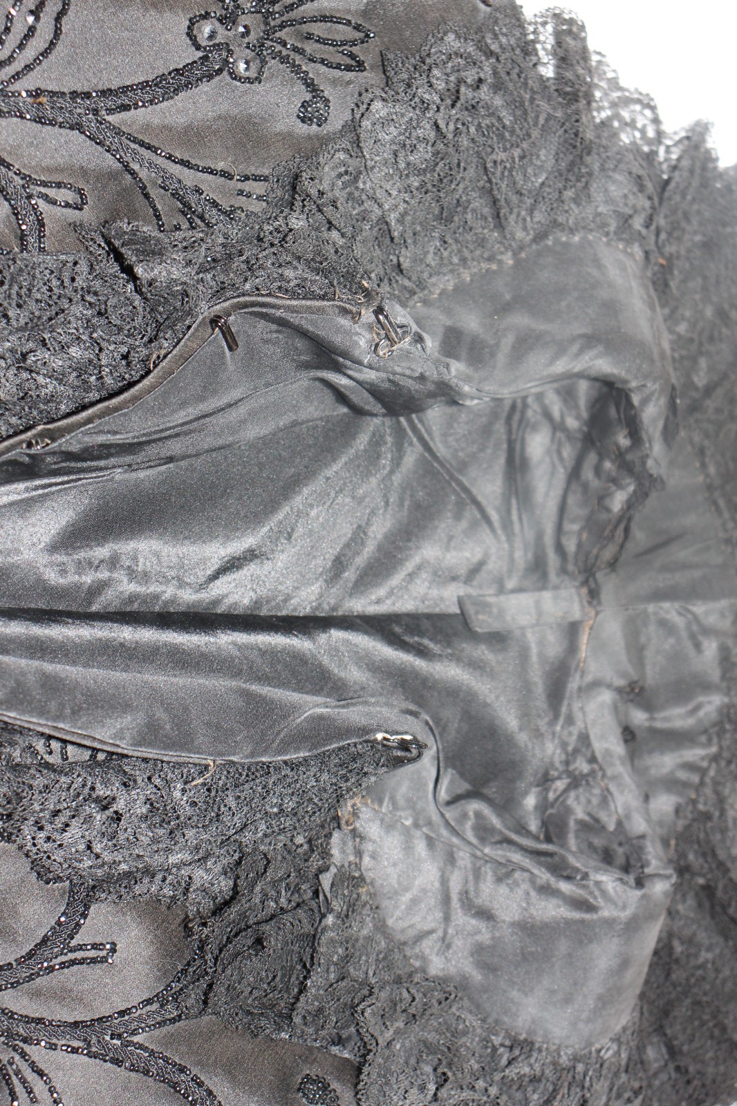 Antique Edwardian Victorian Black Mourning Cape Exquisite Design Lace Beads