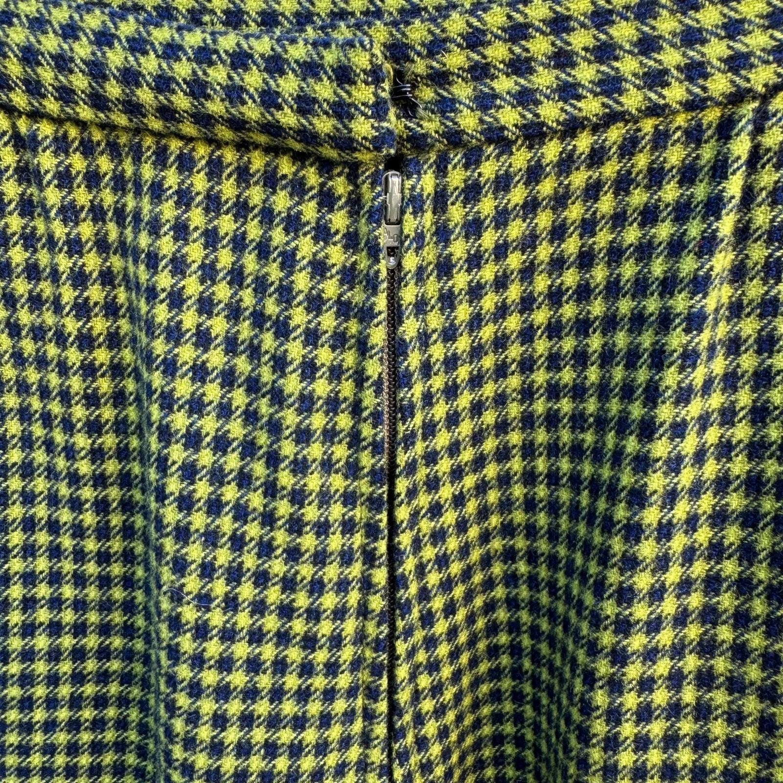 Pendleton Vintage 60s 70s Wool Houndstooth Twee Mod Retro A-Line Skirt Green S