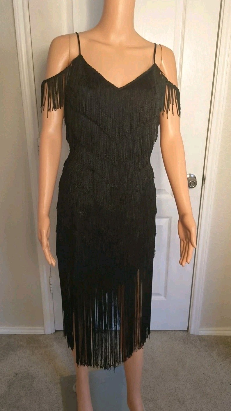 Vintage Fringe 80’s Flapper Sexy Party Dress Size 9/10 by TD4 Electra – DP32