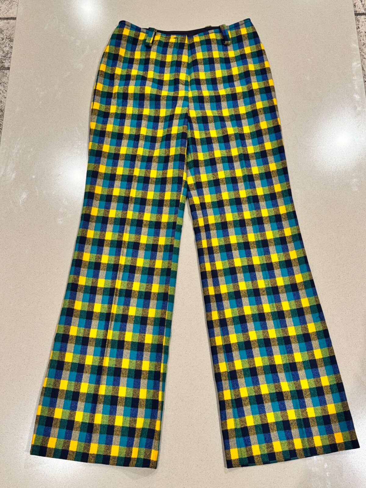 Vintage 1970s John Meyer Colorful Checkered Wool Trouser Pants Women’s Small