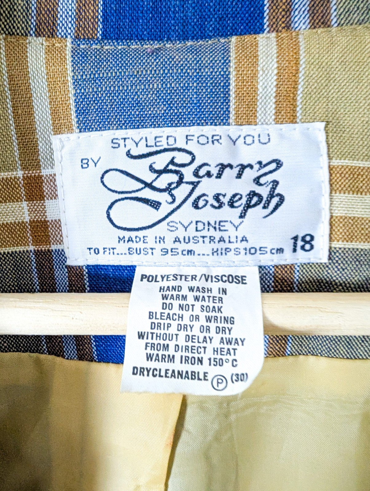 Vintage 90s Barry Joseph Plaid Blazer Jacket Made In Australia Size 18