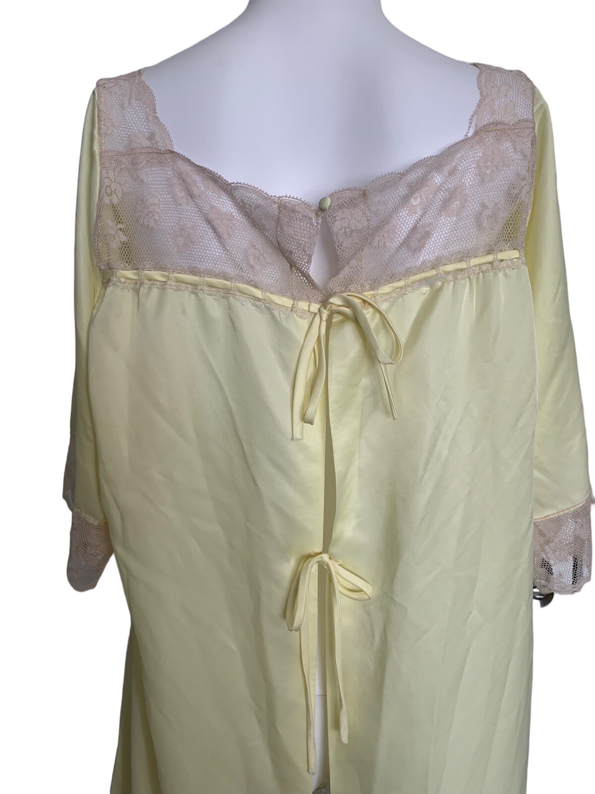 Vintage Corhan Noumair Small Yellow nightgown Nylon Lace Negligee Cottage Core