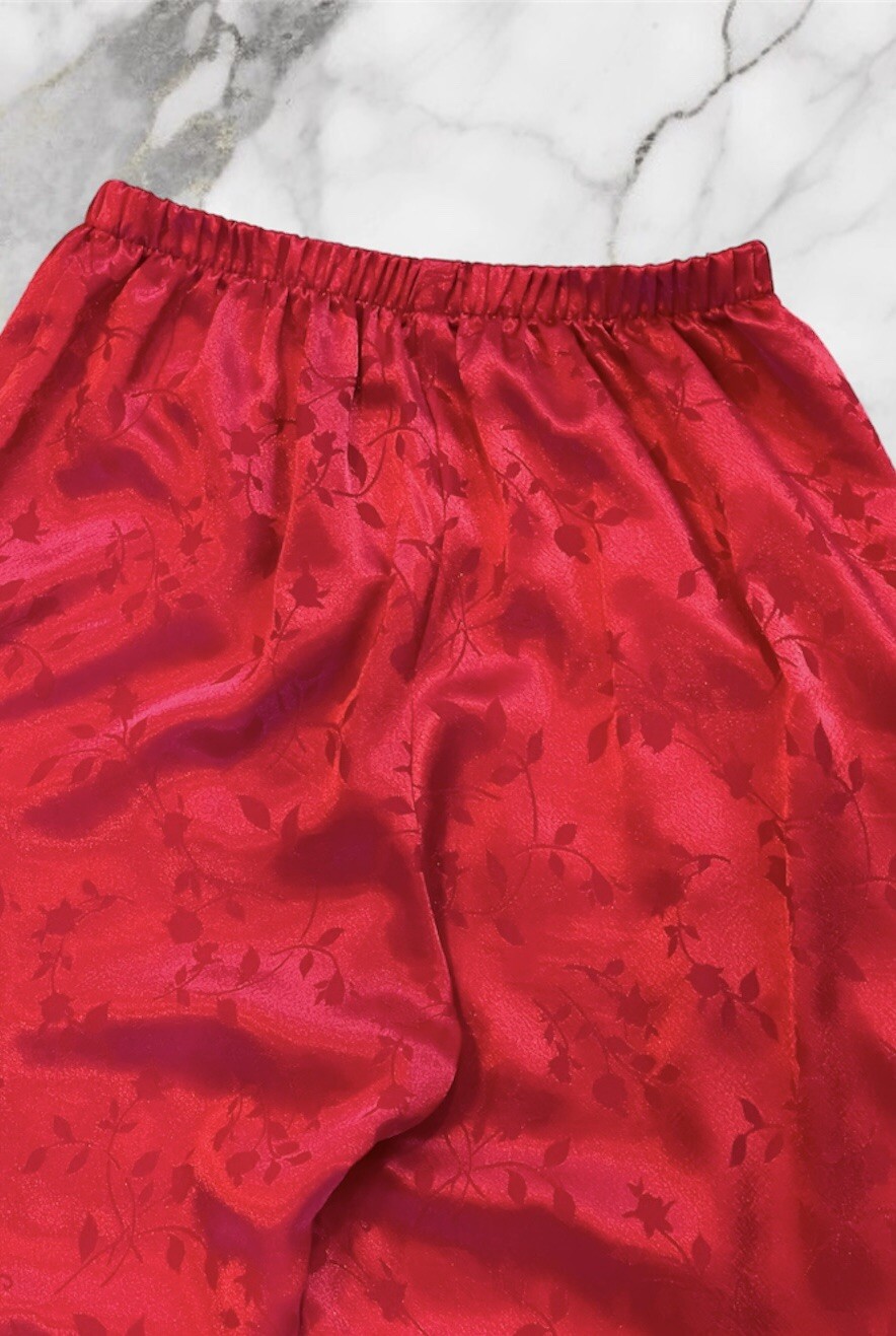 Vintage Red Satin Finish Pajama Set by Inner Most Size S