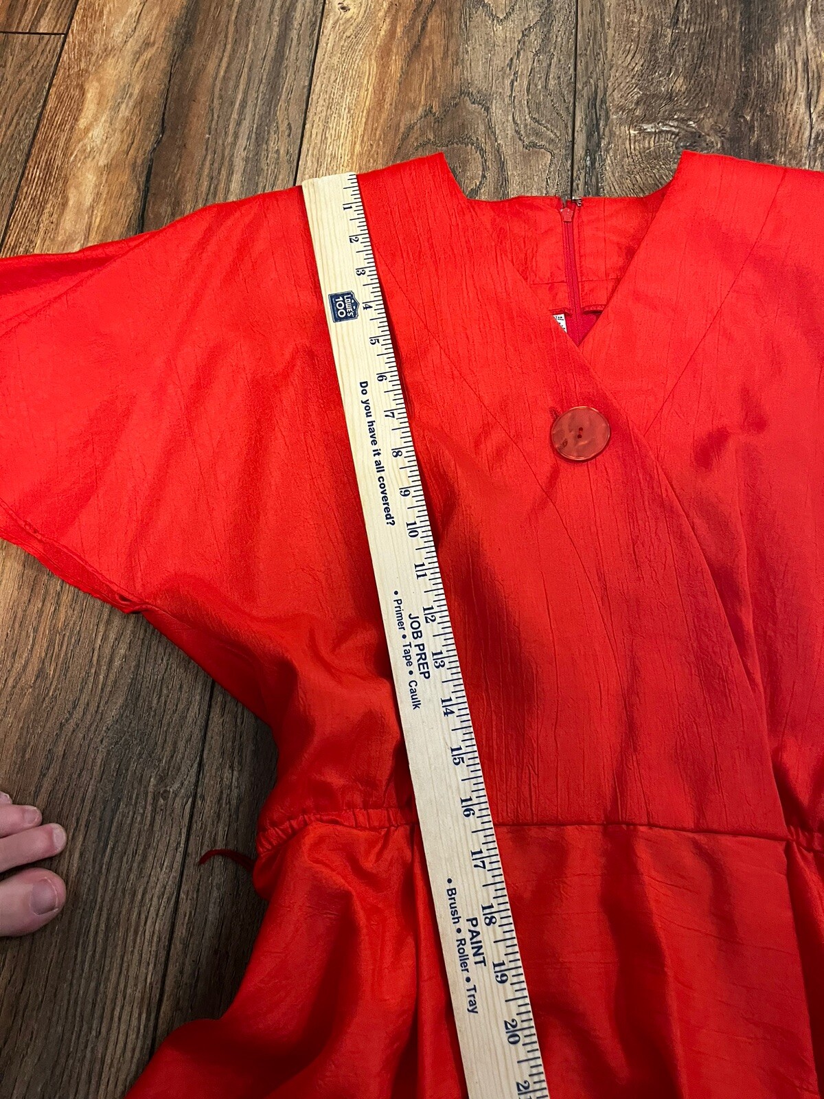 VTG 80s Schrader Sport II Red Knee Length Wrap Bodice Blouson Dress 6