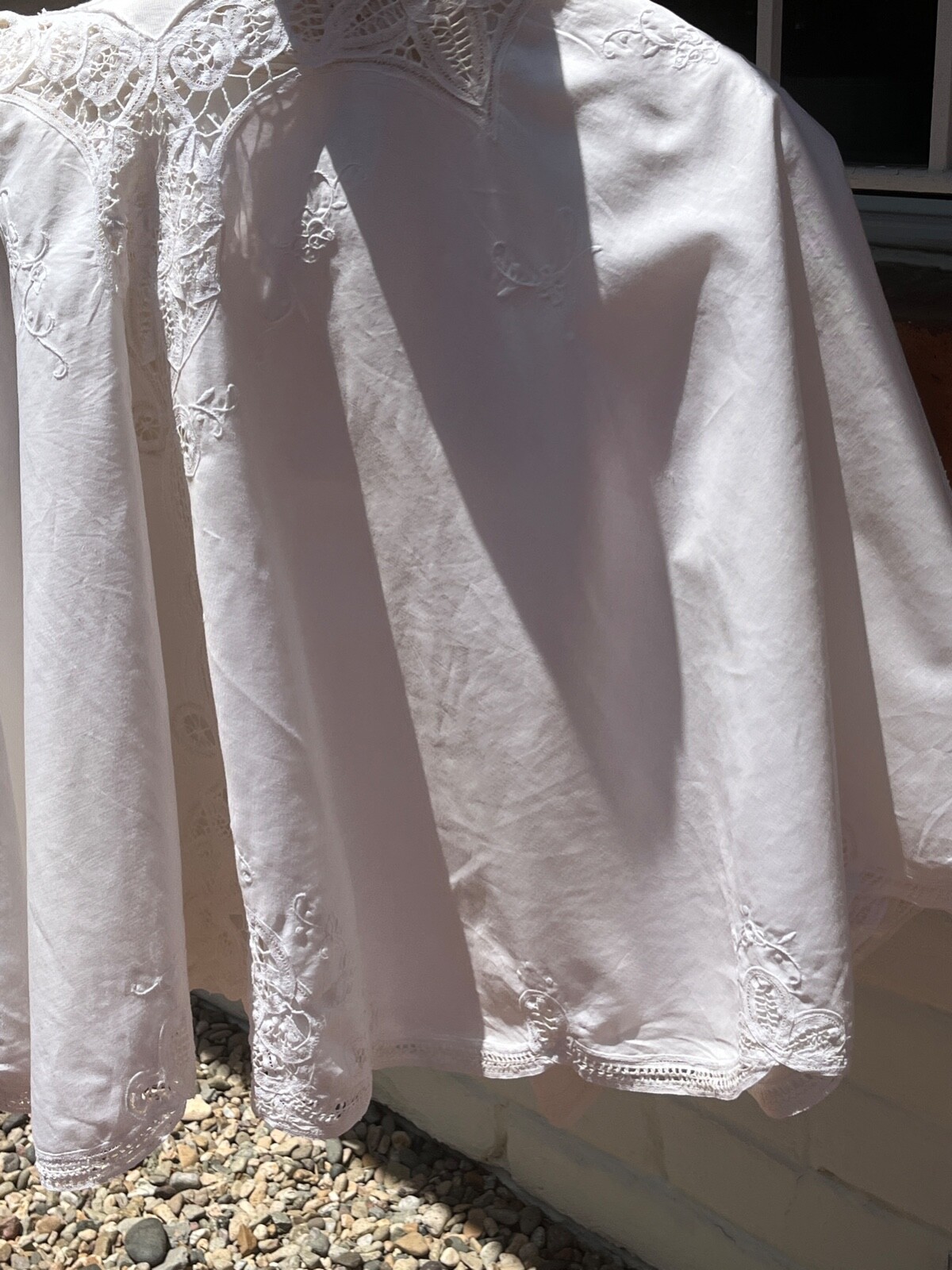 VTG 70s/80 G.Y.M. California 100% Cotton/Linen Imported Lace Ivory Maxi Dress