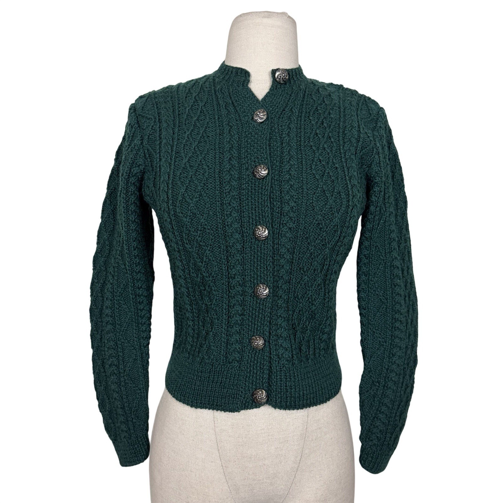 Vtg 30s Original Lanz Salzburg Cable Knit Cardigan Sweater Sz XS Wool Austria
