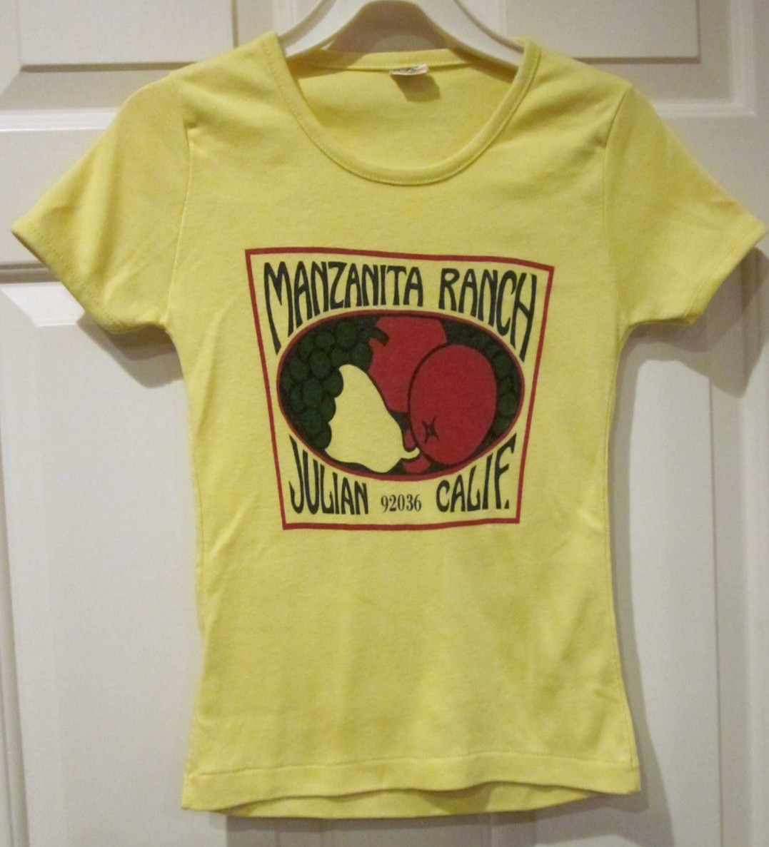 VTG T SHIRT 1970’S FRUIT MANZANITA RANCH SINGLE STITCH 50/50 BLEND GIRLS SIZE M