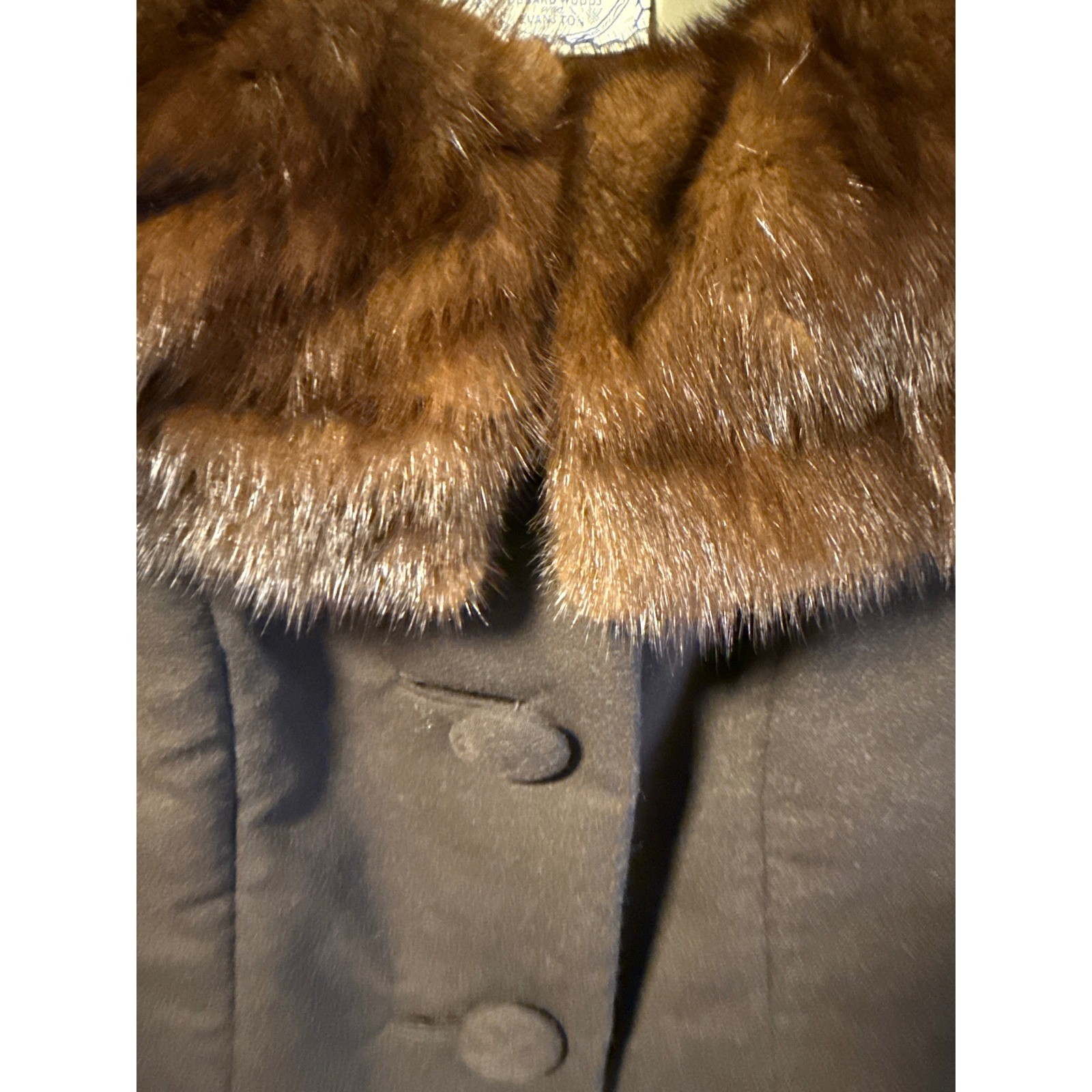Vintage Ruth McCulloch Brown Wool Cropped Cocktail Jacket Real Mink Fur Collar