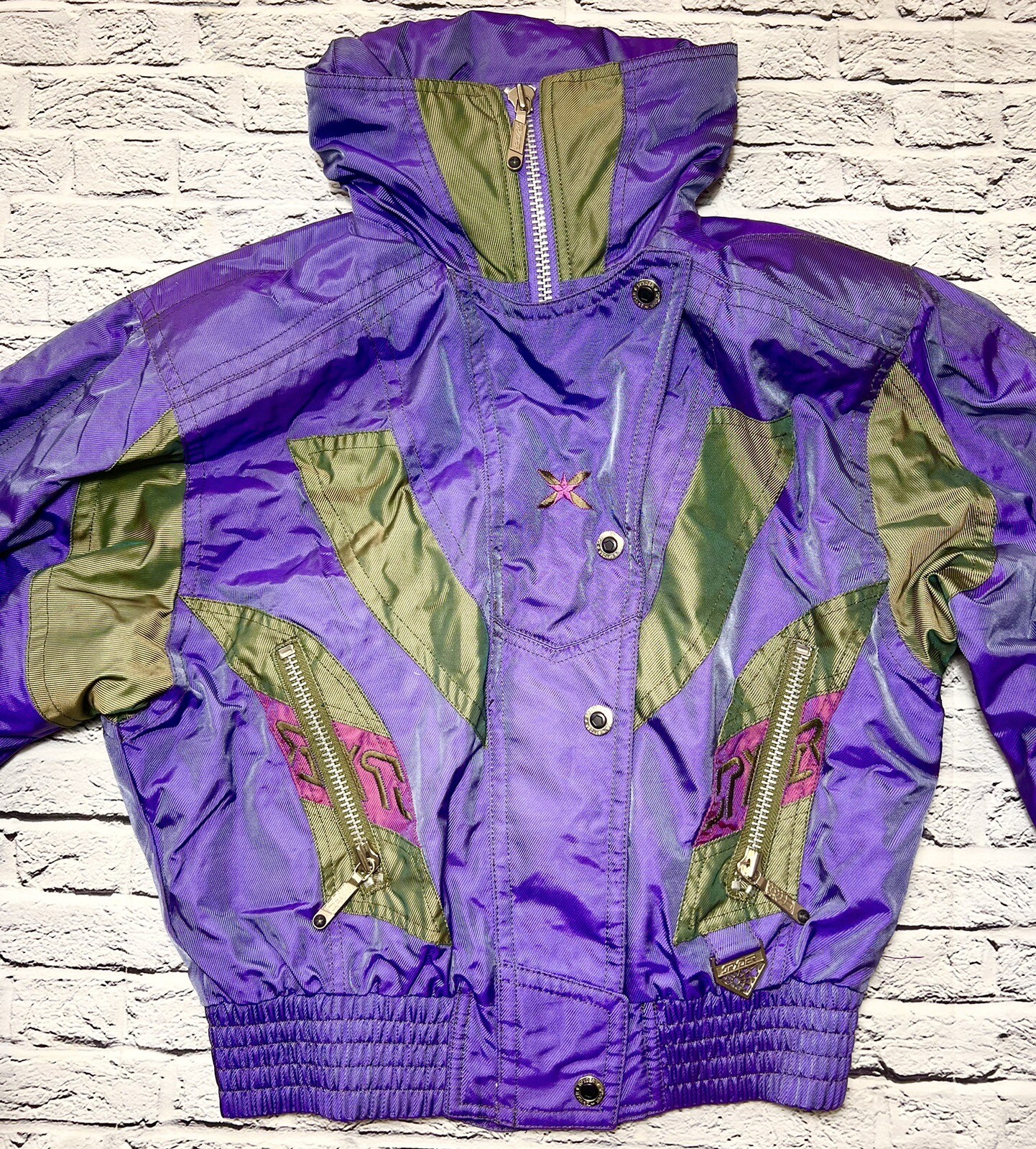 Vintage 80s 90s Spyder Ski Jacket Coat Shiny Purple Ski Snowboard Womens 8