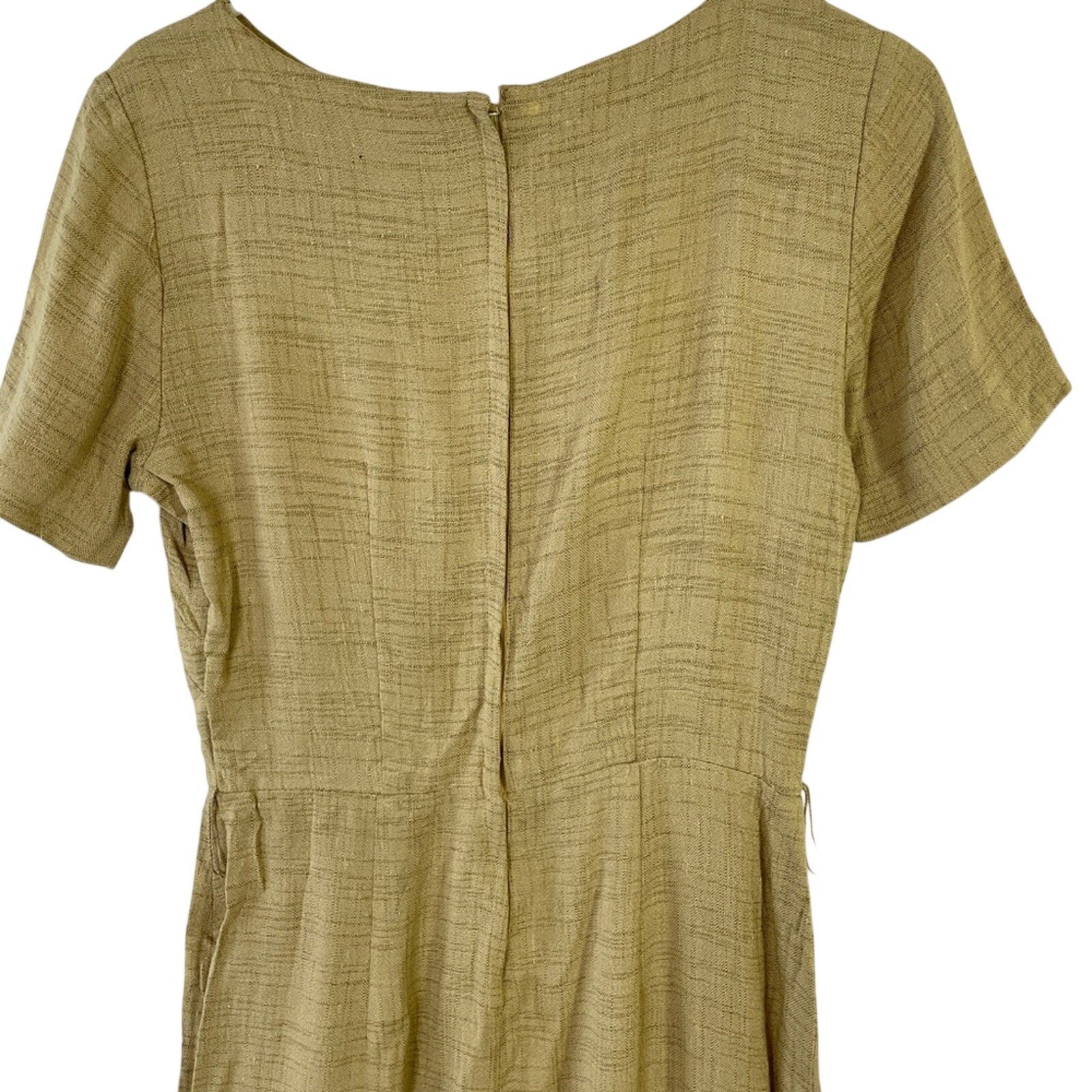 1970s Natural Linen Look Wiggle Dress – Brentshire Linen-Look Minimalist Retro